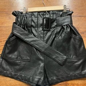 Black Faux Leather Shorts